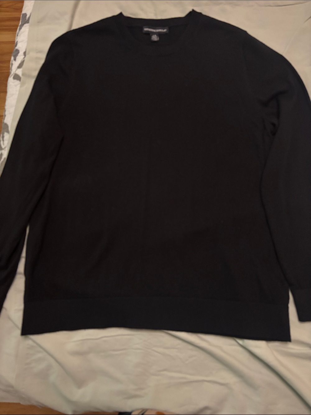 Katherine Barclay Solid Black Merino Crewneck Sweater